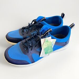 Lands End Womens Water Oxford Shoes Blue Low Top Bungee Sneakers 8D New